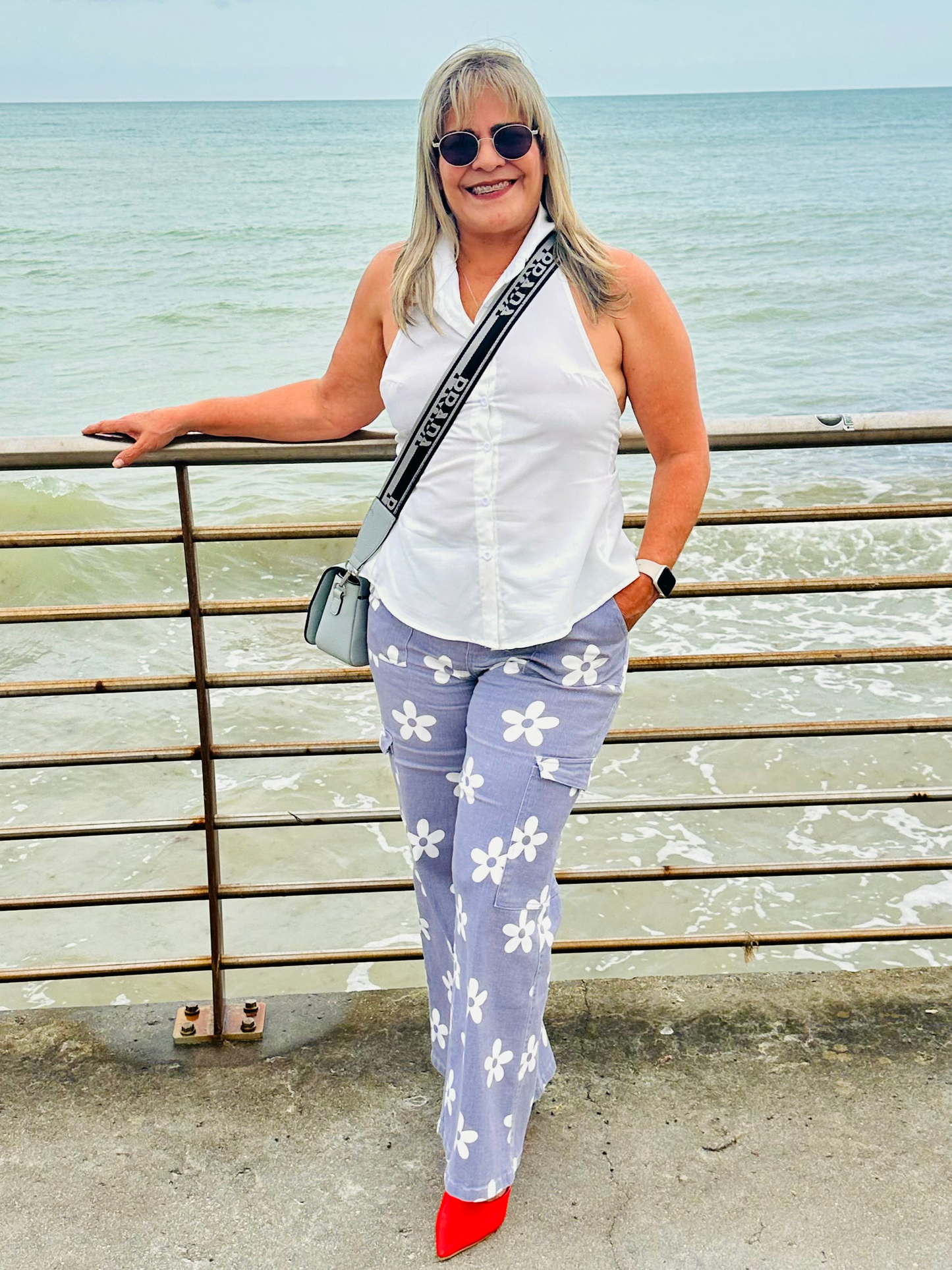 Flower Printed Side Pocket Wide Pants