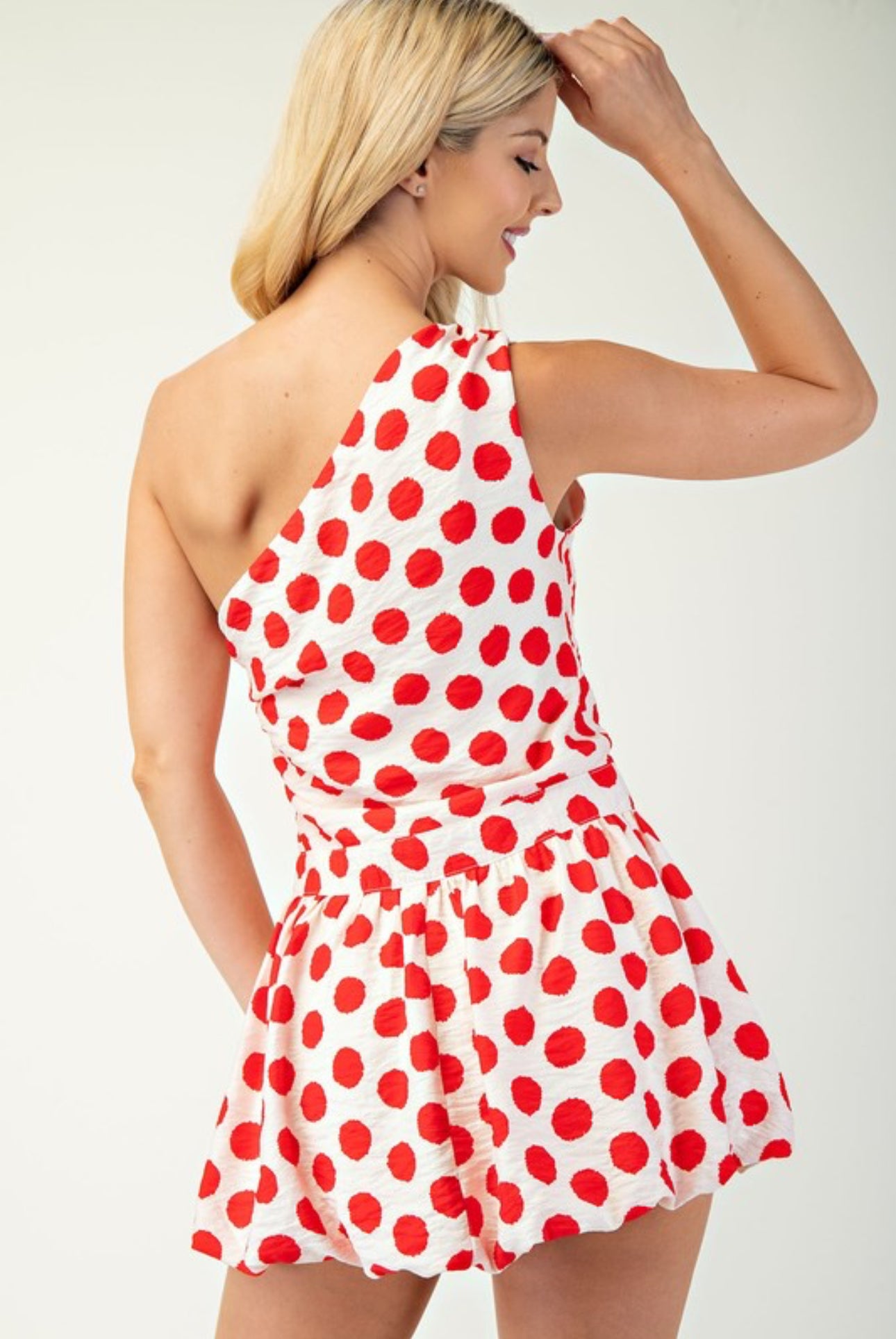 One Shoulder Balloon Hem Romper