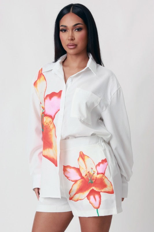 Set de Pantalon corto con estampados de flores