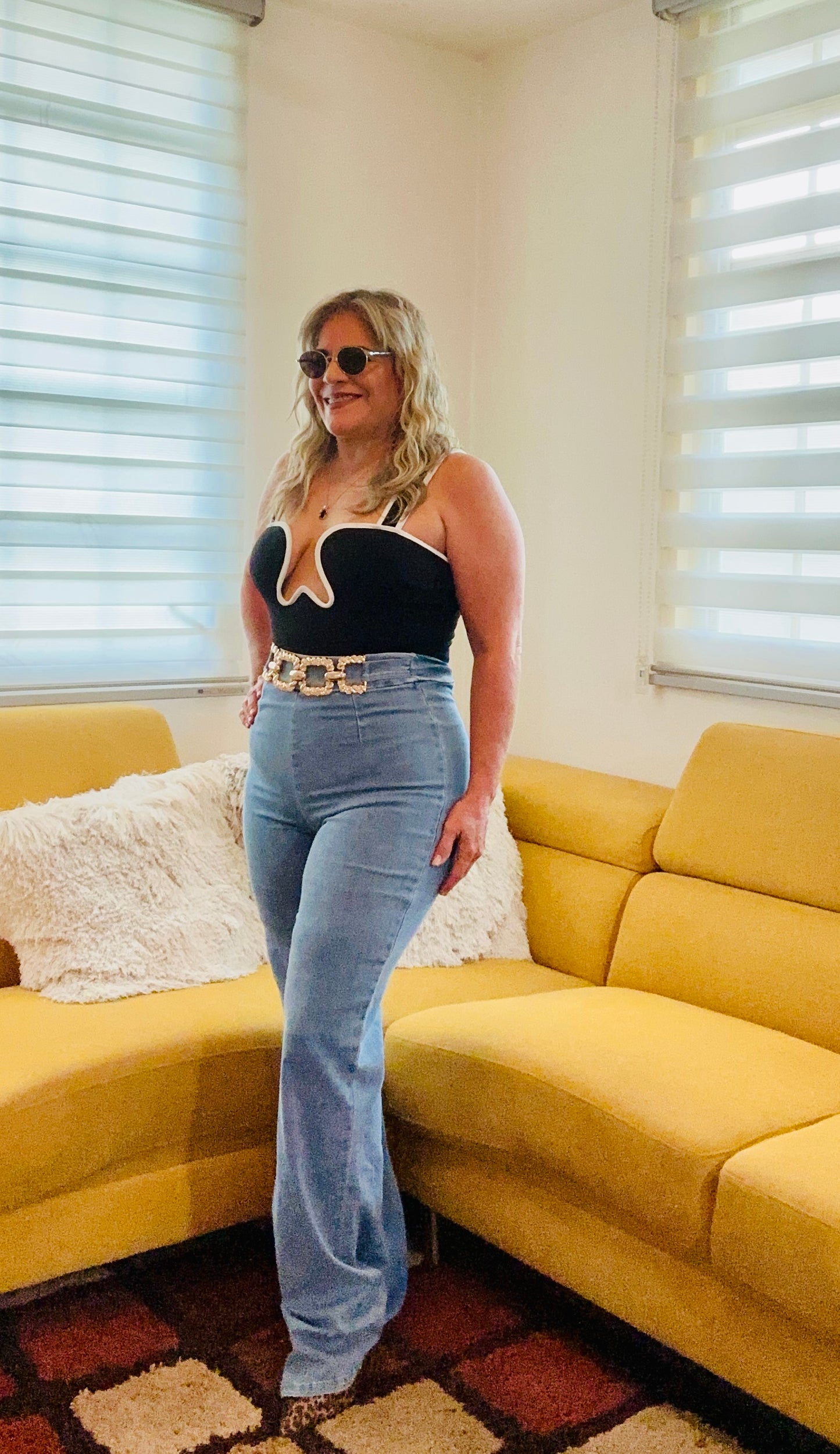 Washed Denim High Waist Pants