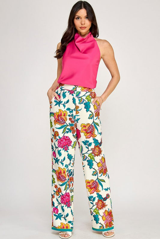 Printed Straight Leg Pants