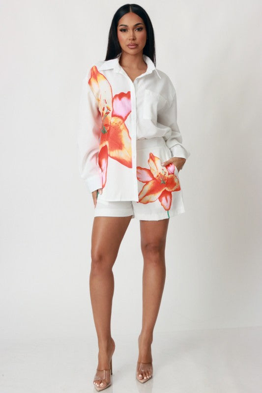 Set de Pantalon corto con estampados de flores
