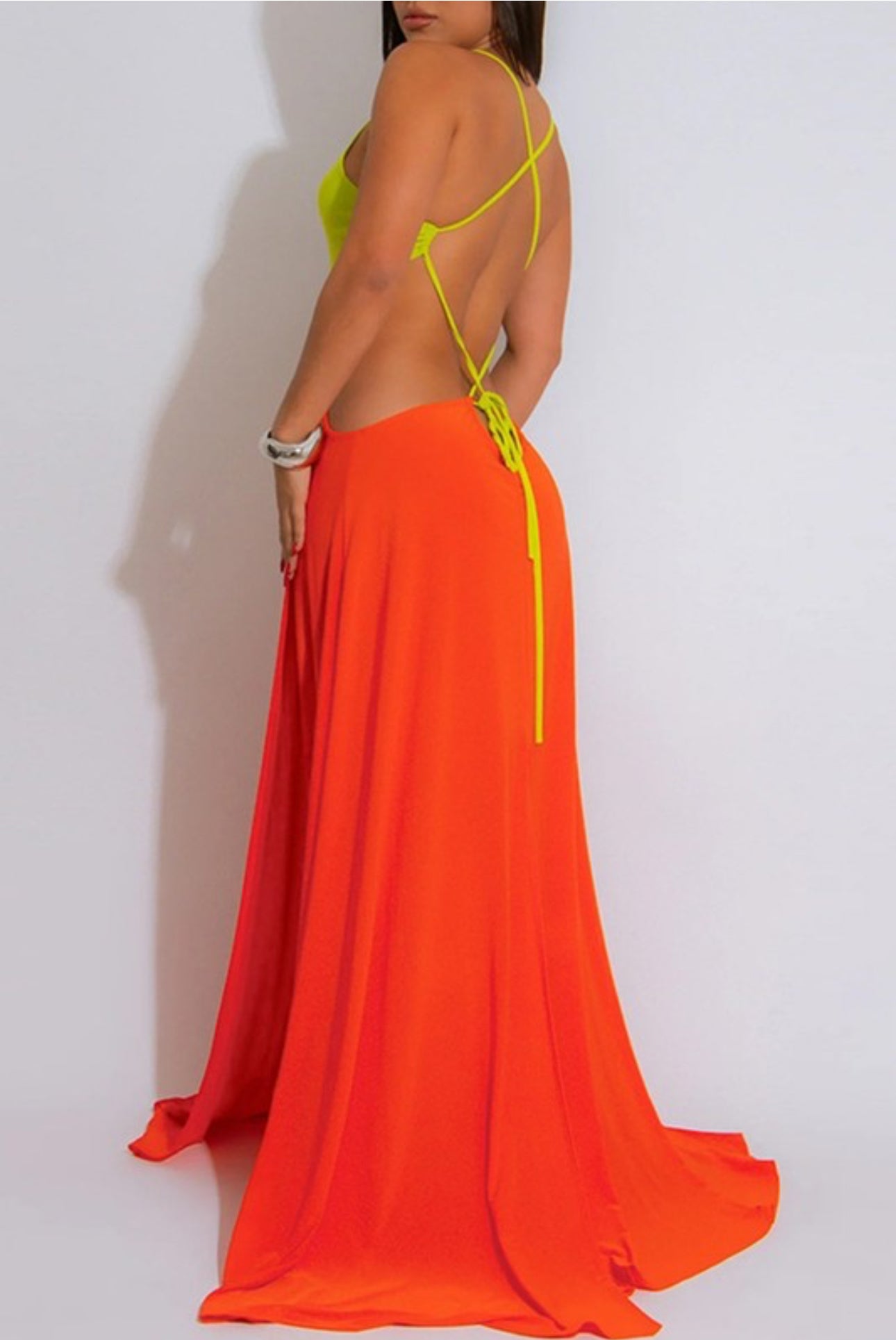 Colorblock Cutout Maxi Dress
