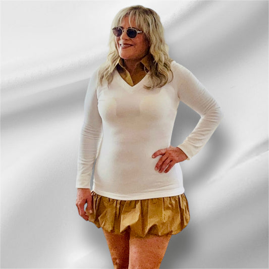 Bubble Hem Knit Shirt Dress